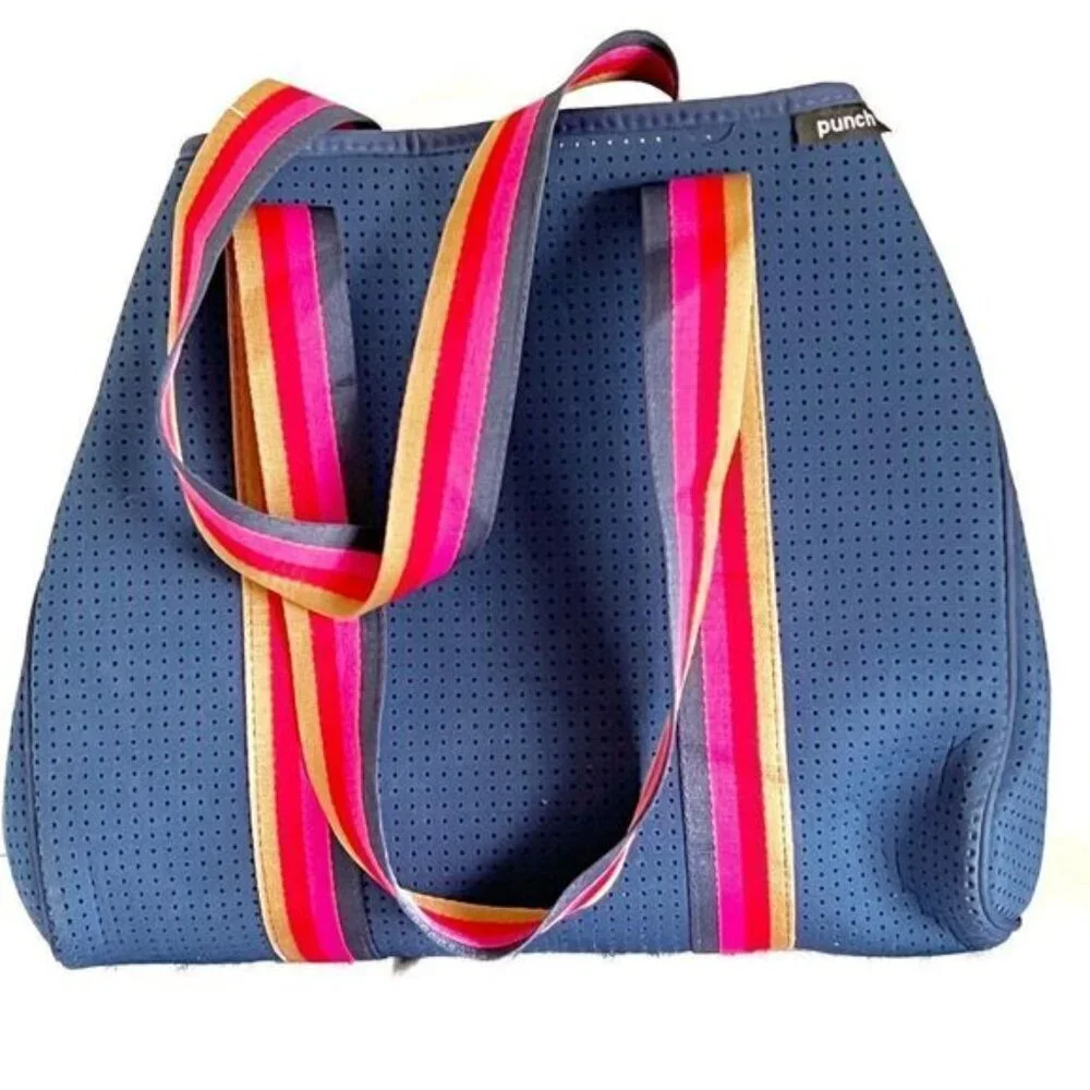 New Punch Australian Explorer Neoprene Navy Tote with mini zip bag - Picture 3 of 13